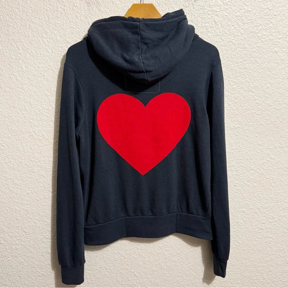 RARE Aviator Nation Heart Stitch Full Zip Hoodie Charcoal Gray Unisex Size S - Picture 1 of 3